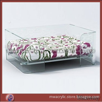 Square clear lucite/acrylic pet/dog bed with cushion